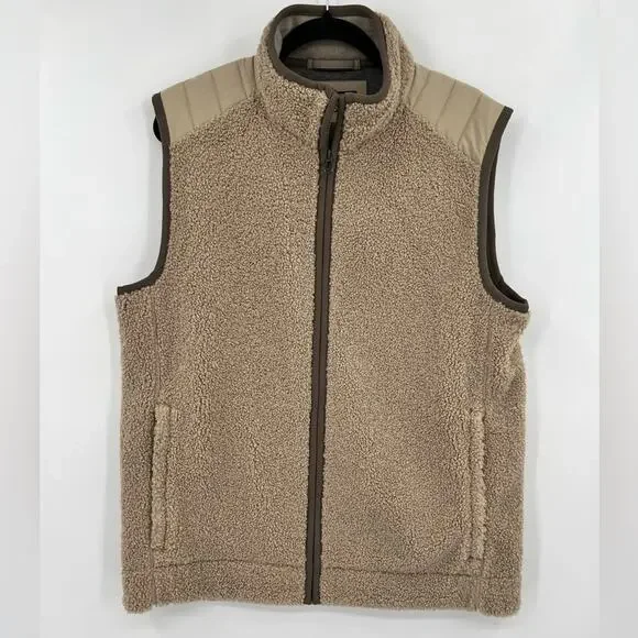 ๐ NWOT Vineyard Vines Nantucket Sherpa Vest Island Khaki Beige Tan Brown Medium - Picture 4 of 16